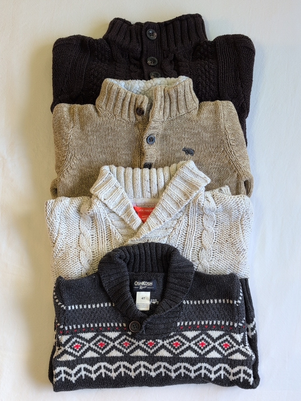 Size 3T Boys Preppy Cable Knit & Mock Neck Sweater Wool Bundle Lot (4 Pack)
